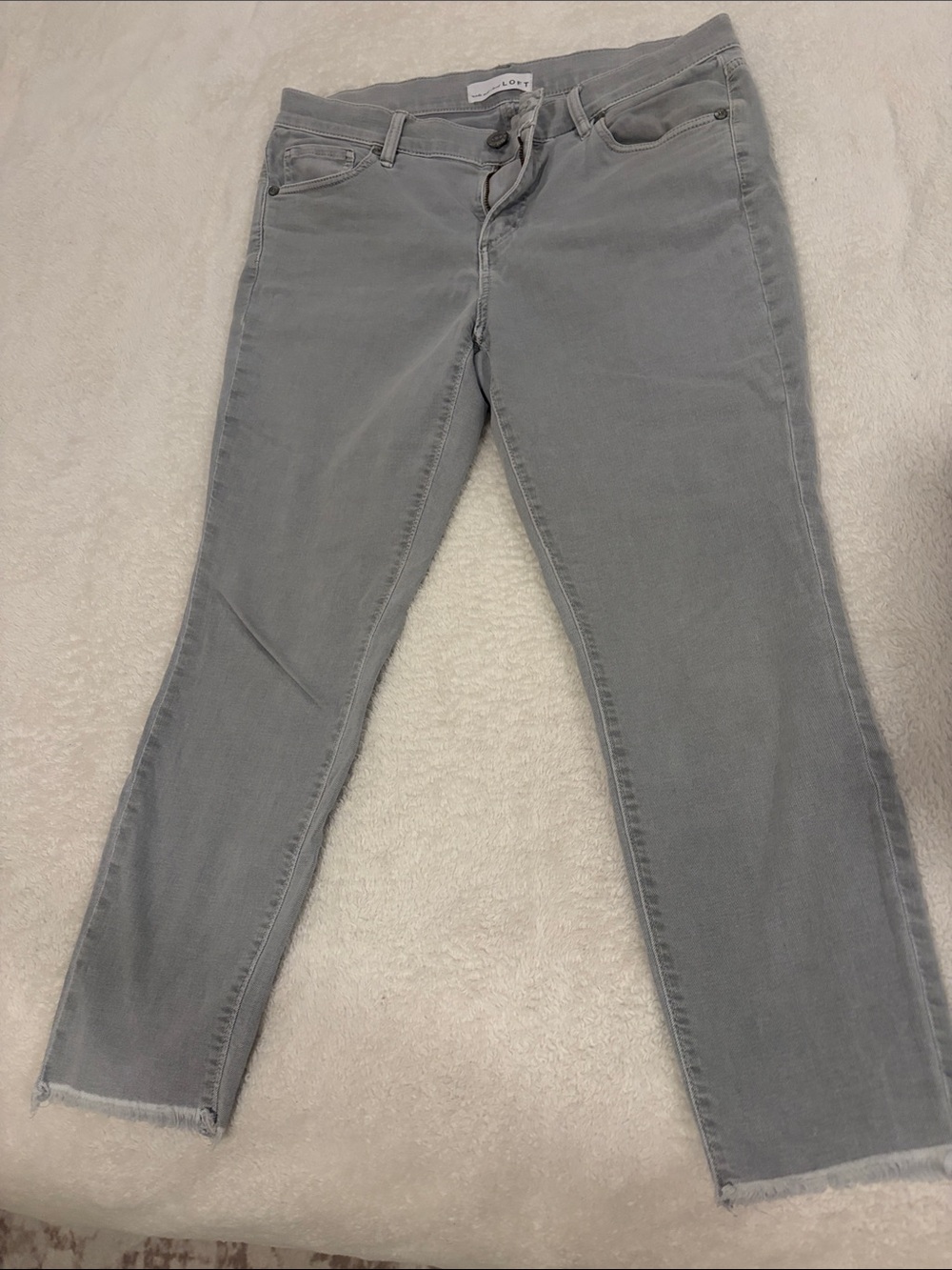 LOFT Light Gray Cropped Ankle Jeans